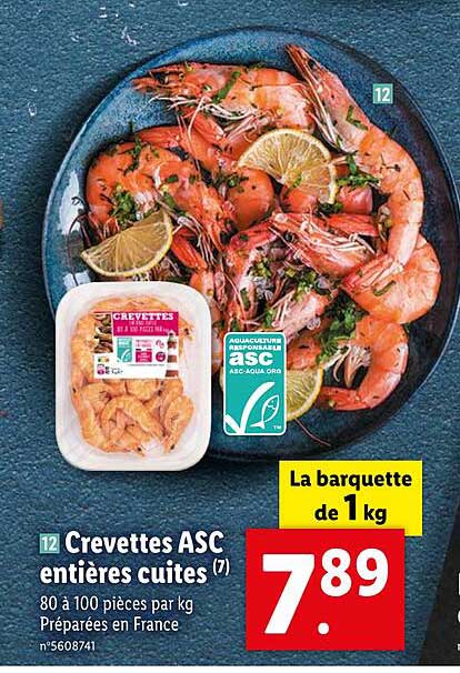 Crevettes Asc Entières Cuites