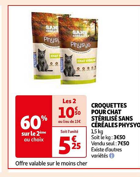 Croquettes Pour Chat Stérilisé Sans Céréales Physyo
