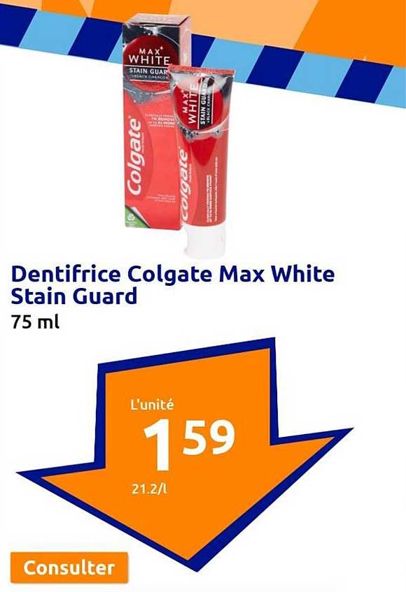 dentifrice colgate max white stain guard
