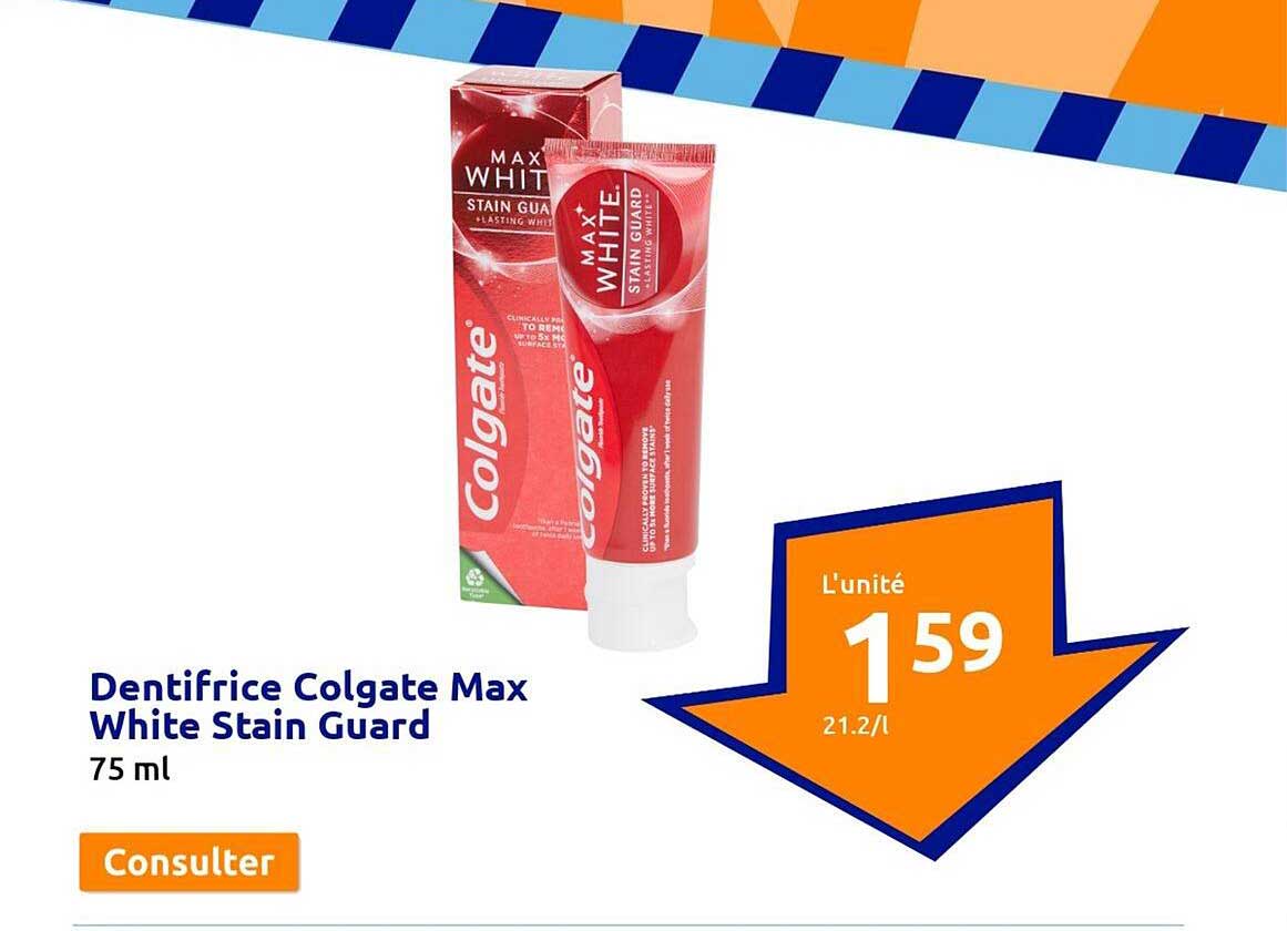 dentifrice colgate max white stain guard
