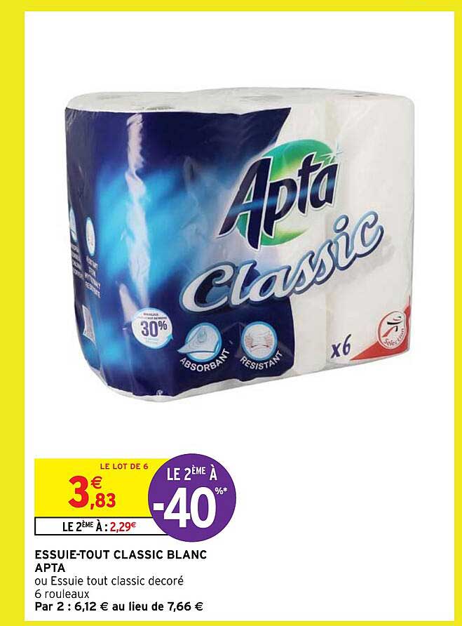 essuie-tout classic blanc apta