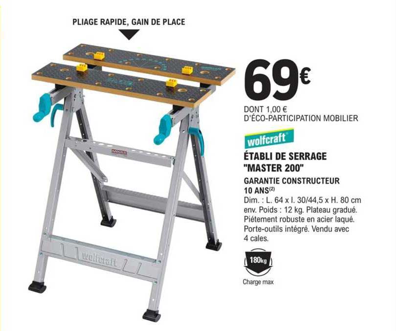 établi de serrage "master 200" wolfcraft