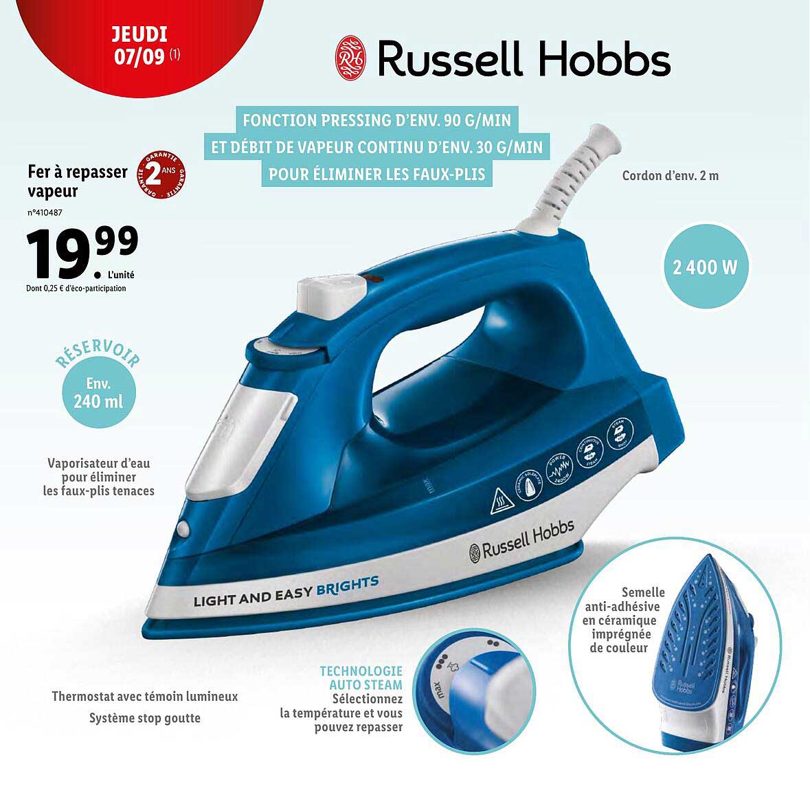 fer à repasser vapeur russell hobbs