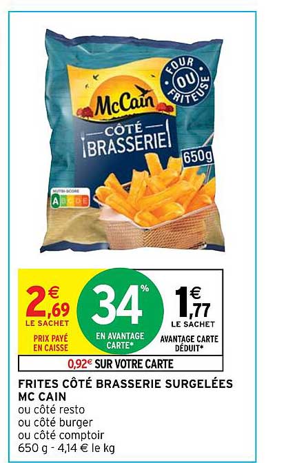 Frites Côté Brasserie Surgelées Mc Cain
