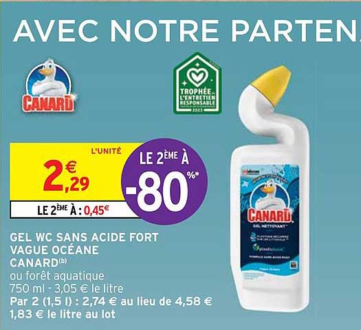 gel wc sans acide fort vague océane canard