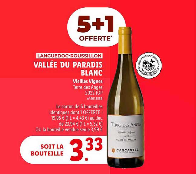 langedoc-roussillon vallée du paradis blanc vieilles vignes terre des anges 2022 igp