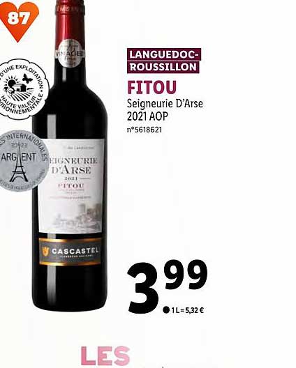 languedoc-roussillon fitou seigneurie d'arse 2021 aop