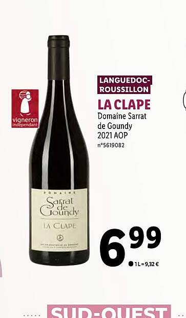 languedoc-roussillon la clape domaine sarrat de goundy 2021 aop