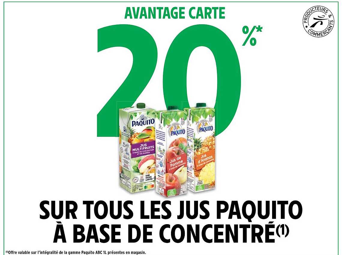 Les Jus Paquito à Base De Concentré