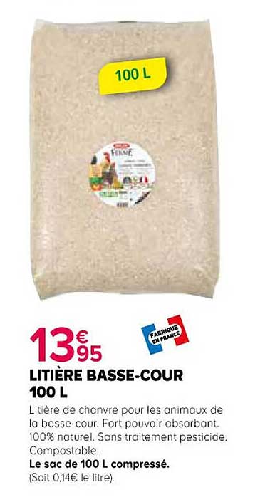 litière basse-cour 100 l