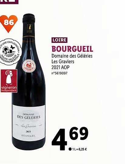 loire bourgueil domaine des géléries les graviers 2021 aop