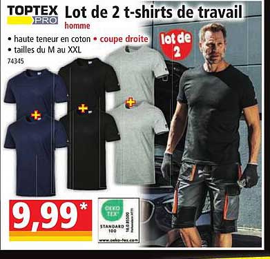 lot de 2 t-shirts de travail toptex pro