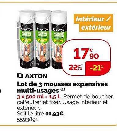 lot de 3 mousses expansives multi-usages axton