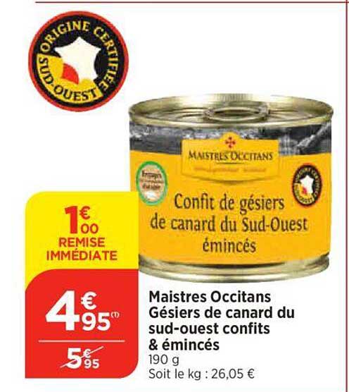maistres occitans gésiers de canard du sud-ouest confits & émincés