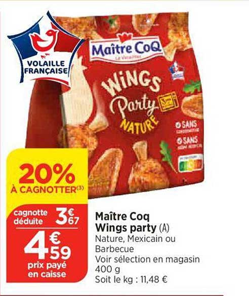 maître coq wings party