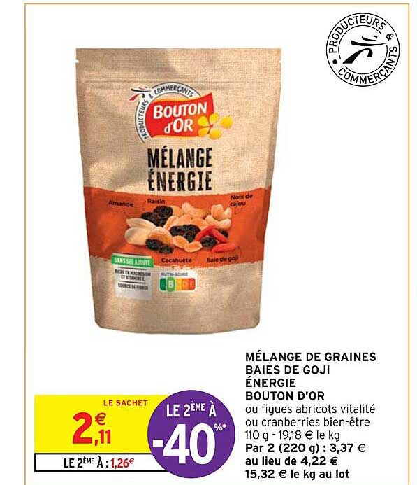 Mélange De Graines Baies De Goji énergie Bouton D'or