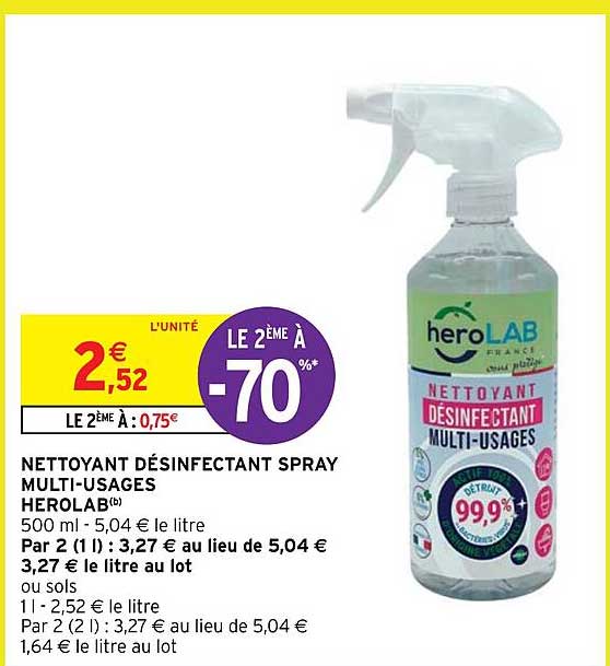 nettoyant désinfectant spray multi-usages herolab