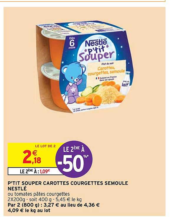p'tit souper carottes courgettes semoule nestlé