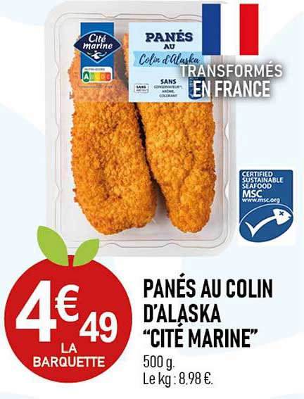 panés au colin d'alaska "cité marine"