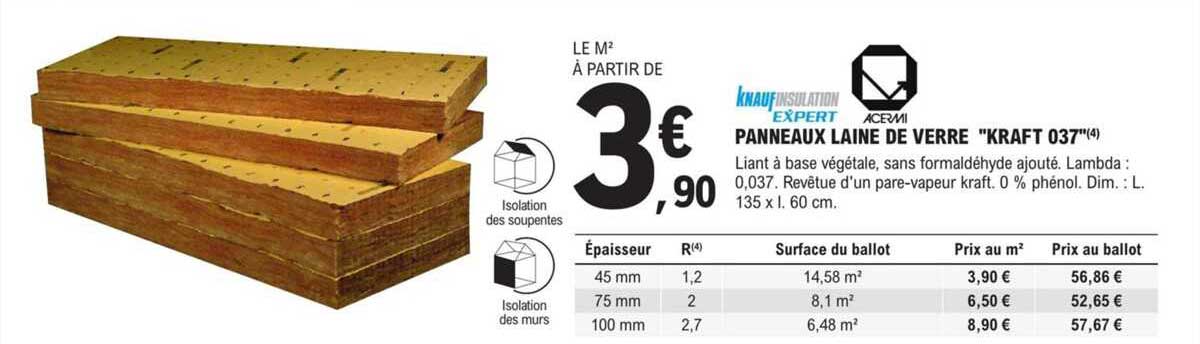 panneaux laine de verre "kraft 037" knauf insulation expert