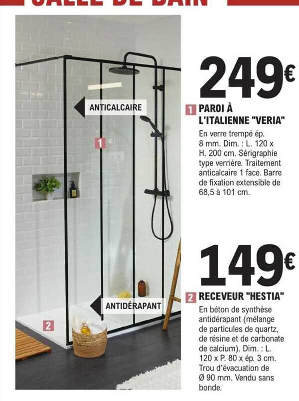 paroi à l'italienne "veria", receveur "hestia"