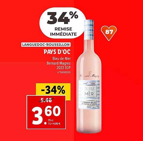 Pays D'oc Bleu De Mer Bernard Magrez 2022 Igp