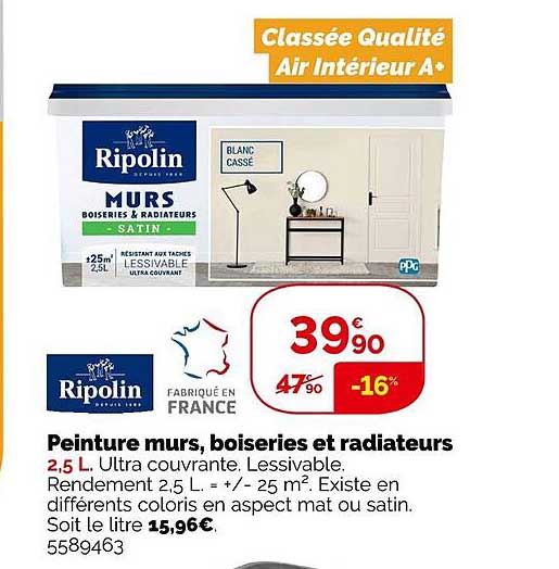 peinture murs, boiseries et radiateurs ripolin