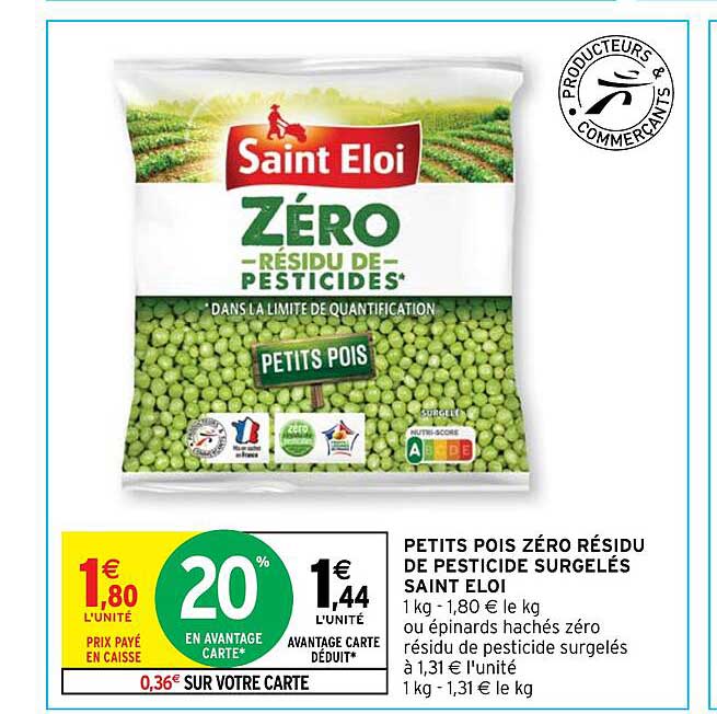 petits pois zéro résidu de pesticide surgelés saint eloi