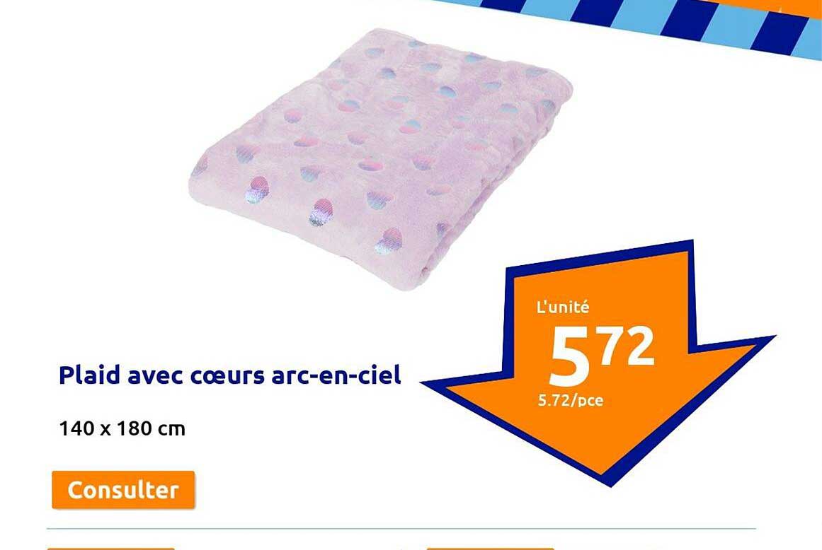 plaid avec cœurs arc-en-ciel