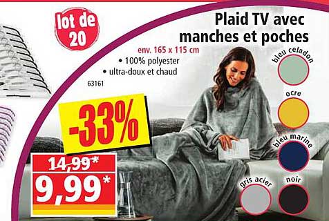 plaid tv avec manches et poches