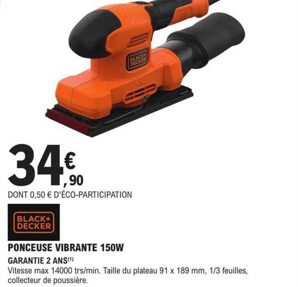 ponceuse vibrante 150w black + decker