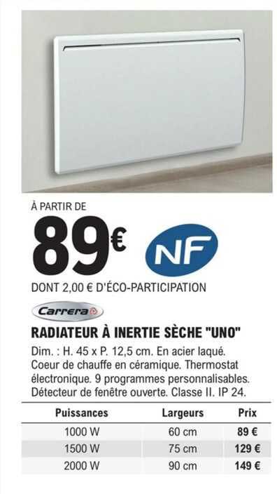 Radiateur à Inertie Sèche "uno" Carrera