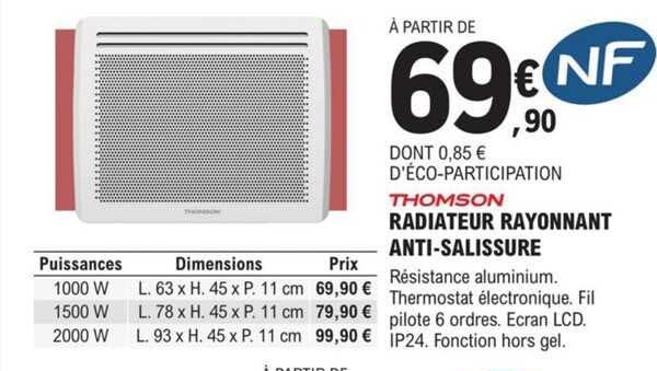 radiateur rayonnant anti-salissure thomson