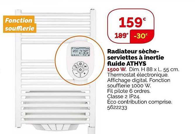 radiateur sèche-serviettes à inertie fluide athys