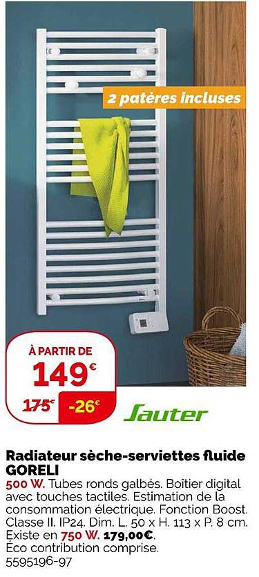 radiateur sèche-serviettes fluide goreli sauter