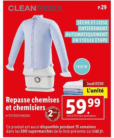 repasse chemises et chemisiers clean maxx