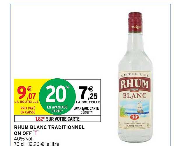 rhum blanc traditionnel on off