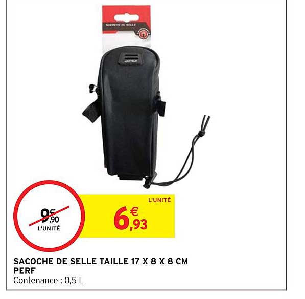 sacoche de selle taille 17 x 8 x 8 cm perf