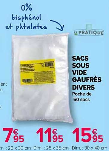 sacs sous vide gaufrés divers le pratique