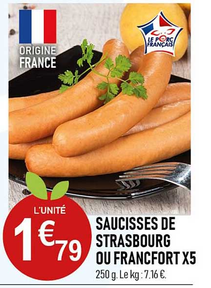 saucisses de strasbourg ou francfort x5