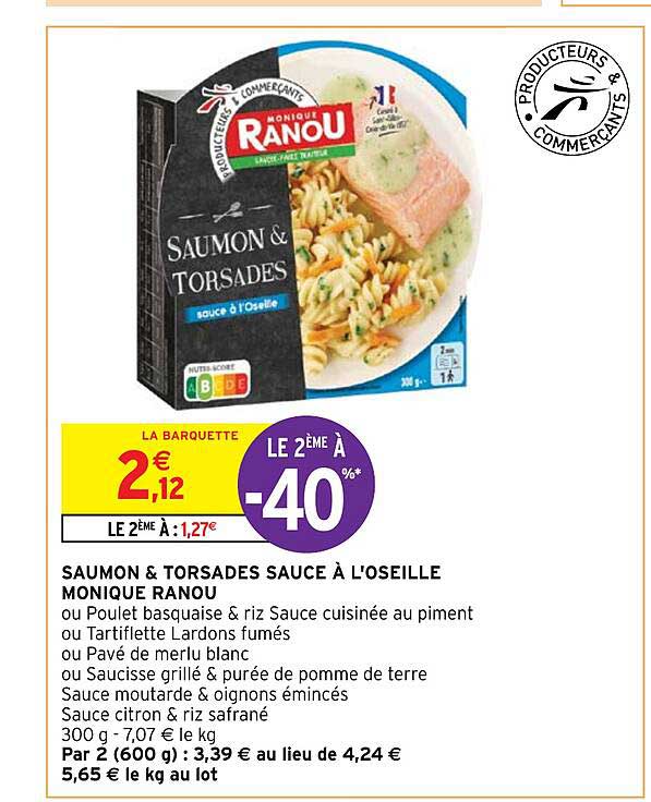 saumon & torsades sauce à l'oseille monique ranou