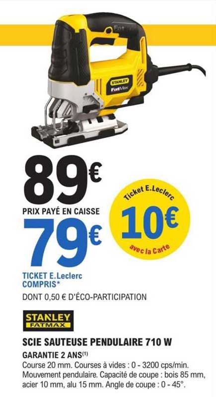 scie sauteuse pendulaire 710w stanley fatmax