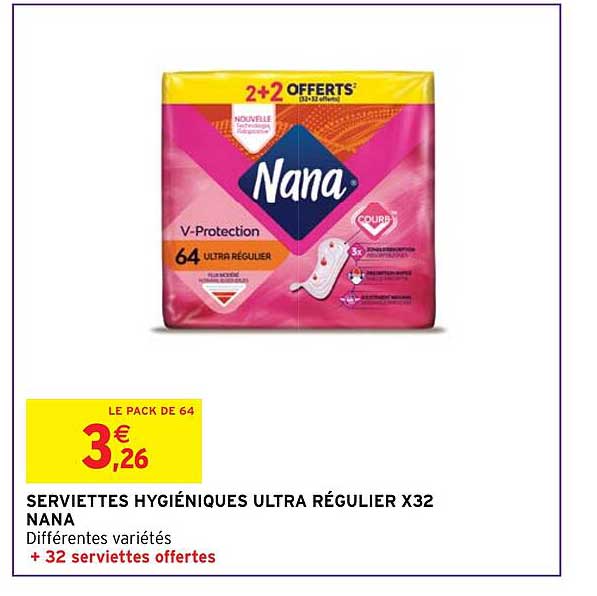 serviettes hygiéniques ultra réguliers x32 nana