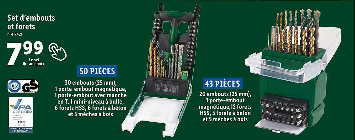 set d'embouts de forets