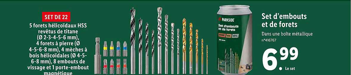 set d'embouts et de forets parkside