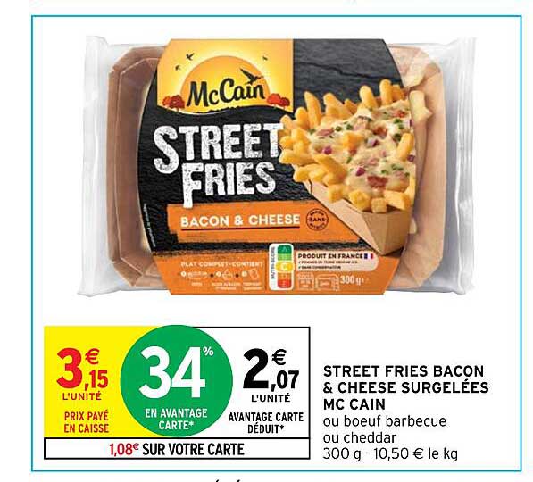 street fries bacon & cheese surgelées mc cain