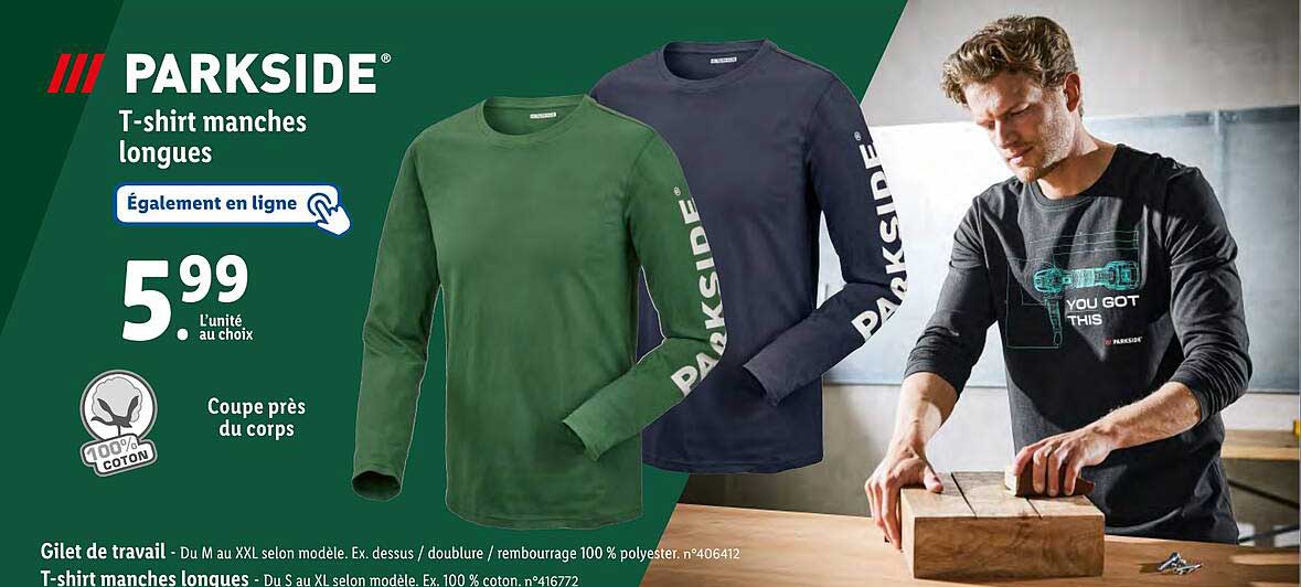 t-shirt manches longues parkside