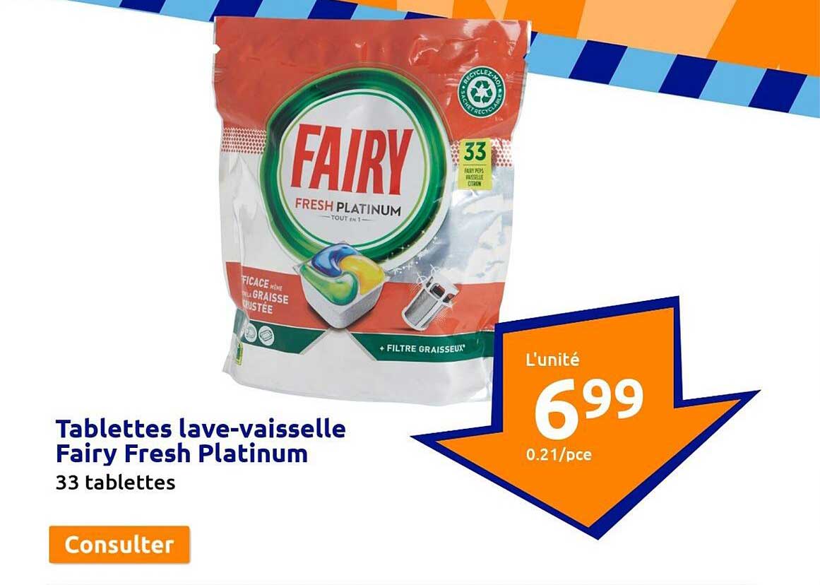 tablettes lave-vaisselle fairy fresh platinum