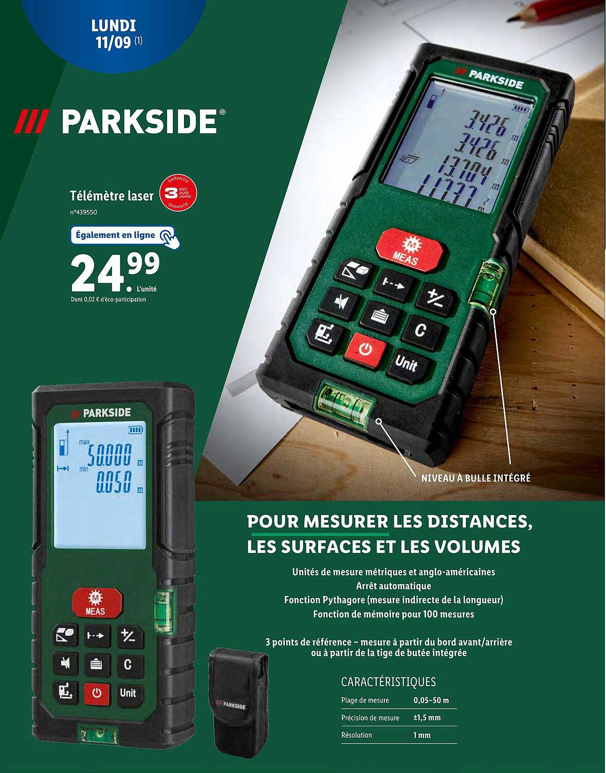 Télémètre Laser Parkside