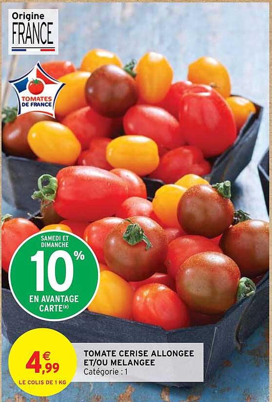 tomate cerise allongée et/ou mélangée